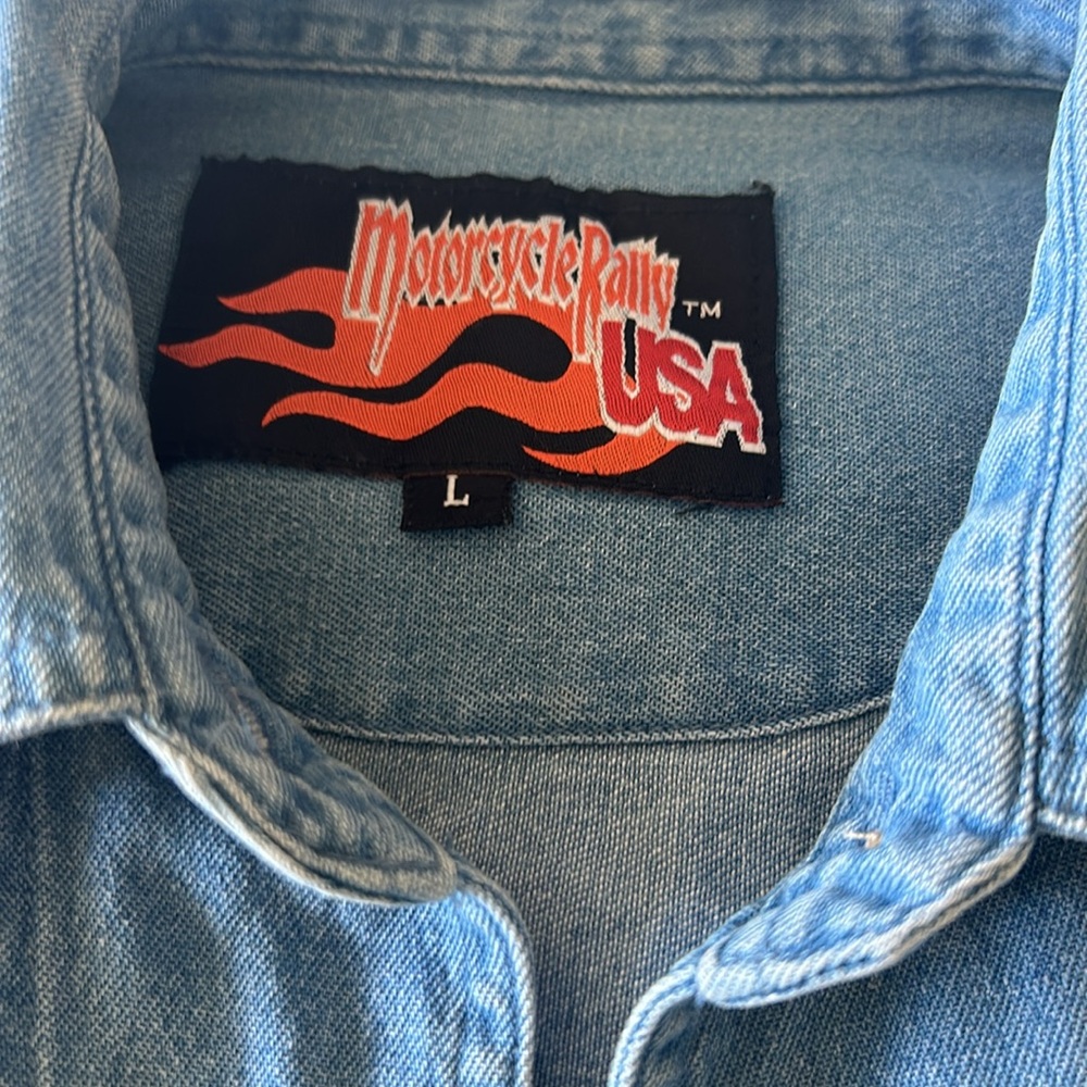 Vintage 2006 Ladies Motorcycle Rally USA Denim Sleeveless Shirt